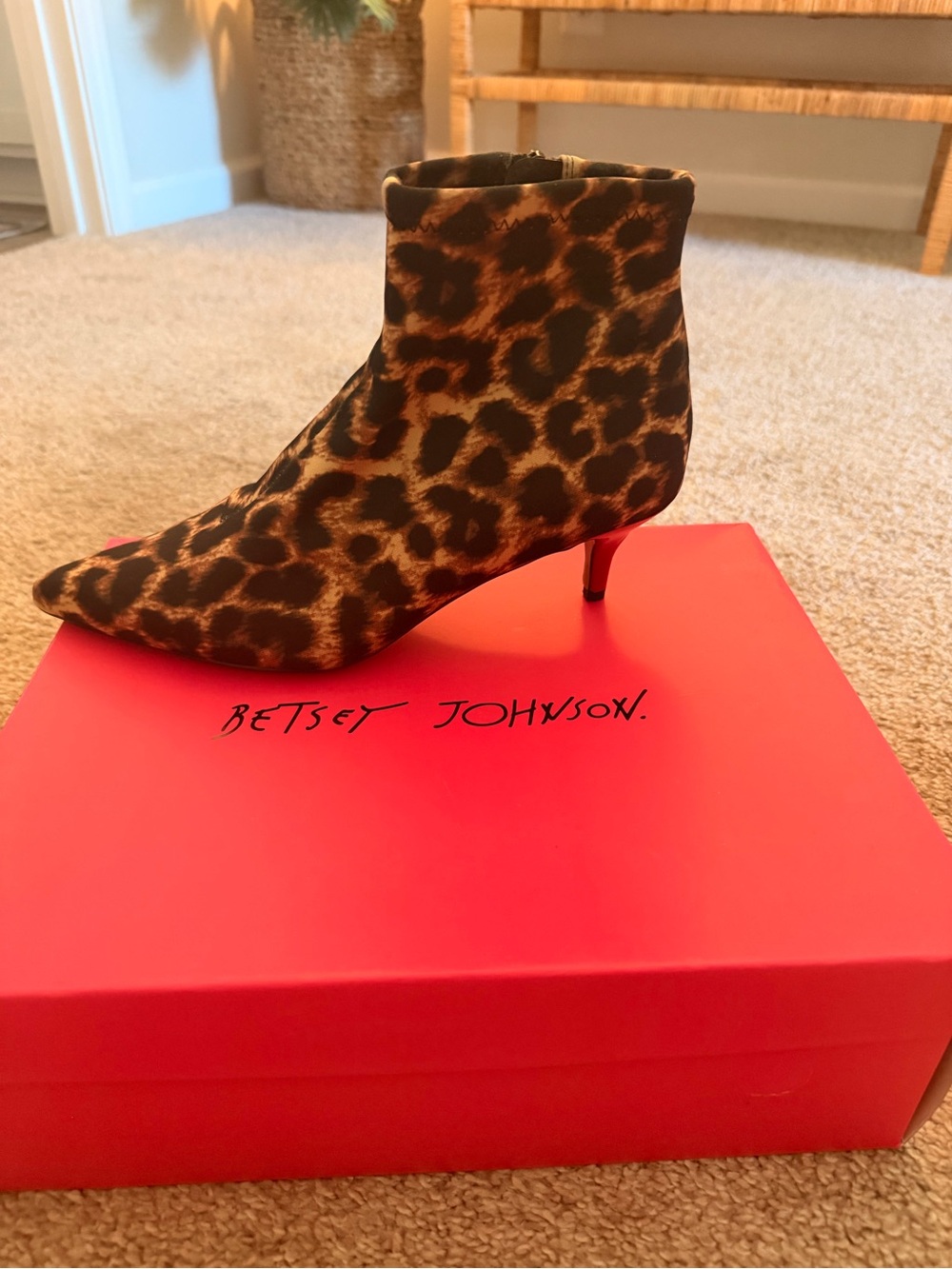 Betsey Johnson Leopard-Print Kitten Heel Booties